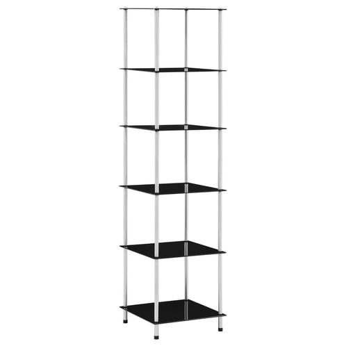 vidaXL Kastje 6-laags 40x40x160 cm gehard glas zwart, Huis en Inrichting, Kasten | Boekenkasten, Nieuw, Verzenden