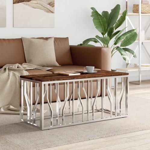 vidaXL Salontafel roestvrij staal en massief hergebruikt, Huis en Inrichting, Tafels | Salontafels, Nieuw, Verzenden