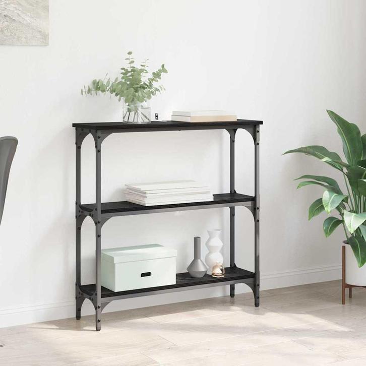 vidaXL Wandtafel met plank met opslag Zwart eiken 75 x 22.5, Huis en Inrichting, Tafels | Bijzettafels, Nieuw, Verzenden