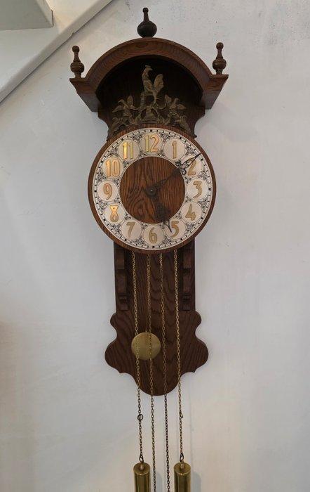 Wandklok Jugendstil - Eik - 1970-1980, Antiek en Kunst, Curiosa en Brocante
