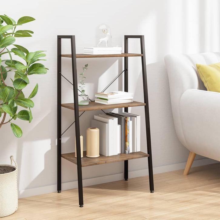 vidaXL Opbergmeubel met 3 lagen 56x35x108 cm donkerbruin en, Huis en Inrichting, Kasten | Boekenkasten, Nieuw, Verzenden