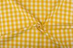 Ruitjesstof geel wit geruit - 18mm geruit, 120 cm of meer, Geel, Ophalen of Verzenden, Katoen