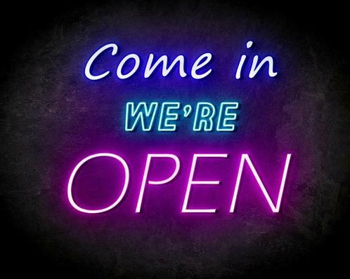 COME IN OPEN WE'RE OPEN neon sign - LED neon reclame bord, Articles professionnels, Articles professionnels Autre, Envoi