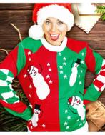 Unisex Foute Kerst pull Rood Groen met sneeuwmannen, Ophalen of Verzenden, Nieuw