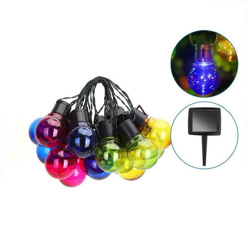 LED Prikkabel Solar lichtsnoer 5,8 Meter Incl 20x gekleurde, Tuin en Terras, Buitenverlichting, Nieuw, Led, Zonne-energie, Verzenden