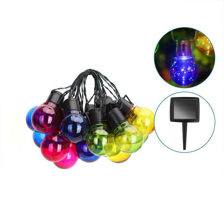 LED Prikkabel Solar lichtsnoer 5,8 Meter Incl 20x gekleurde, Tuin en Terras, Buitenverlichting, Nieuw, Led, Zonne-energie, Verzenden