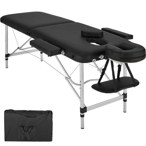 Massagetafel 2 zones met matras en aluminium frame - zwart, Sport en Fitness, Massageproducten, Verzenden