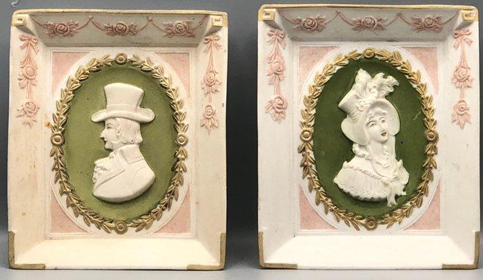 Lijst (2) - biscuit porselein - Paar bakplaten voor koekjes, Antiquités & Art, Curiosités & Brocante