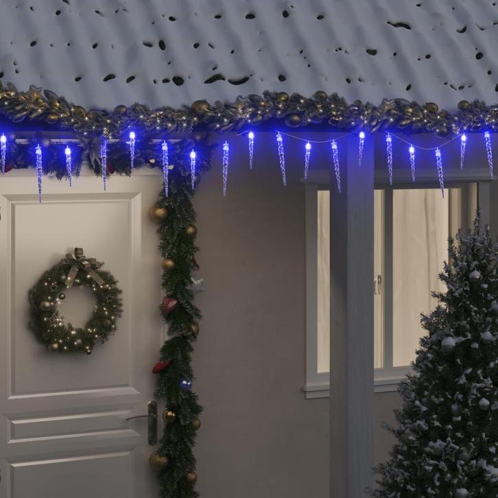 vidaXL Kerstverlichting ijspegels 200 blauwe LEDs 20 m, Diversen, Kerst, Nieuw, Verzenden