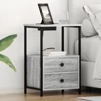 vidaXL Nachtkastje met Oplaadstation 2 pcs Grijs sonoma, Huis en Inrichting, Slaapkamer | Nachtkastjes, Verzenden, Nieuw