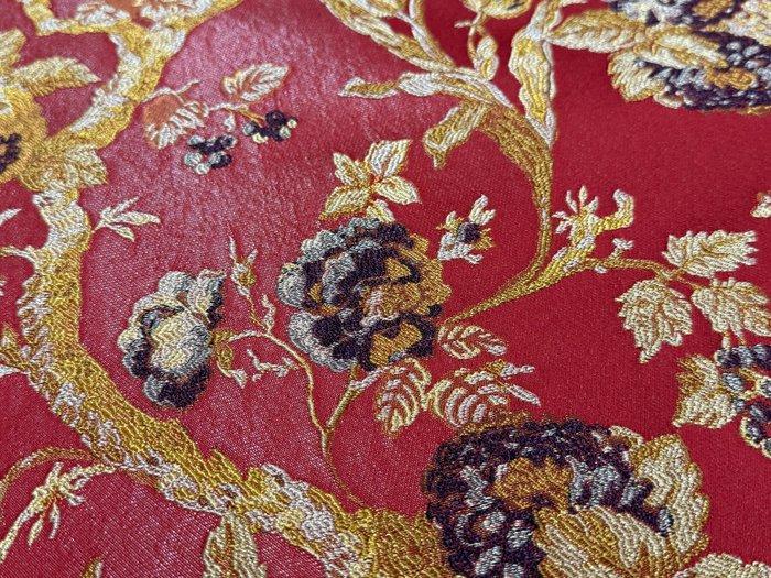 Lampasso-stof in Imperial Rood Zijde – Historische elegantie, Antiek en Kunst, Antiek | Tapijten, Tafelkleden en Textiel