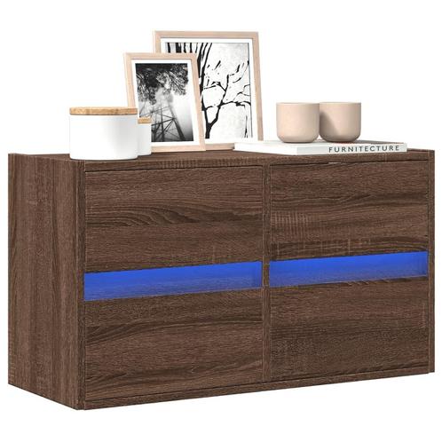 vidaXL Tv-wandmeubel met LED-verlichting 80x31x45 cm bruin, Huis en Inrichting, Kasten |Televisiemeubels, Nieuw, Verzenden