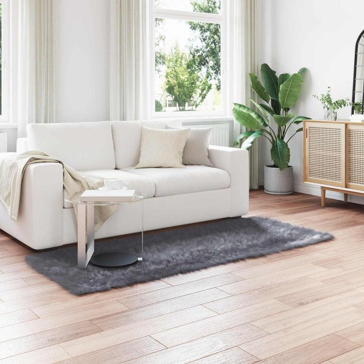 vidaXL Faux Schaapsvacht Tapijt Tafalla Antraciet 80 x 200, Huis en Inrichting, Stoffering | Tapijten en Vloerkleden, Nieuw, Verzenden