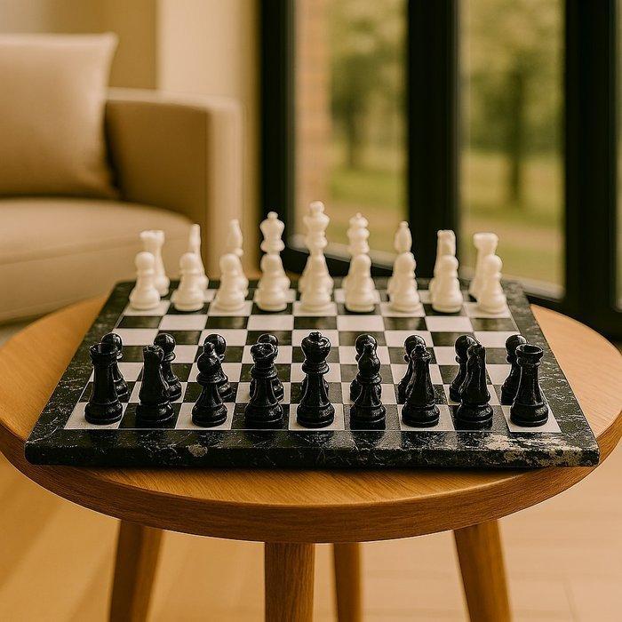 Schaakspel - Black and white natural stone - Marmer, Antiek en Kunst, Curiosa en Brocante