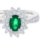 Ring - 18 karaat Witgoud - 1.05ct. tw. Smaragd - Diamant, Nieuw