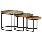 vidaXL 3-delige Tafeltjesset massief gerecycled hout, Huis en Inrichting, Tafels | Salontafels, Verzenden, Nieuw