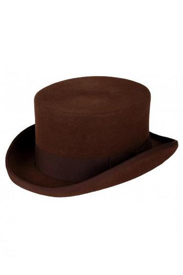 Luxe Hoge Hoed Bruin Laag Model 59 100% Wol Heren Dames Man