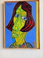 Peter Krusche - Frauenkopf vor Blau, Antiek en Kunst