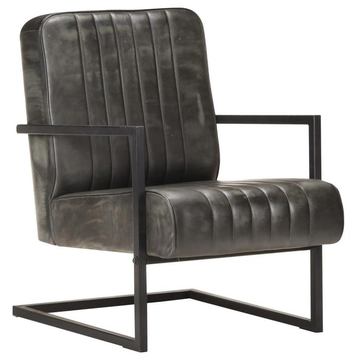 vidaXL Fauteuil echt leer verweerd grijs, Huis en Inrichting, Fauteuils, Nieuw, Verzenden