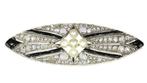 Broche - 18 karaat Roségoud Diamant (Natuurlijk) - Onyx -