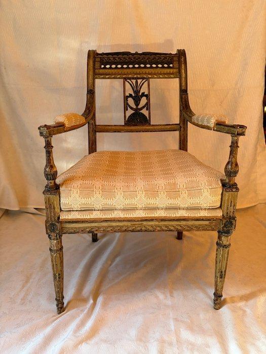 Directoire fauteuil, stamped Pluvinet - Fauteuil - Hout, Antiek en Kunst, Antiek | Meubels | Stoelen en Sofa's