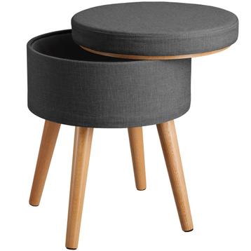 tectake Hocker met opbergruimte Yara in linnenlook - donkerg, Huis en Inrichting, Barkrukken, Verzenden, Nieuw