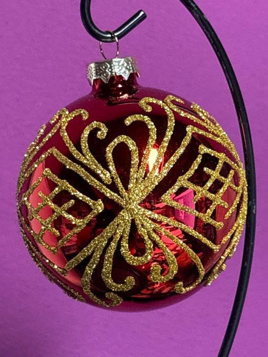 Esse Italia: mat rode kerstballen met goudkleurige glitter,, Diversen, Kerst