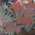 Silk Fukuro Obi, Phoenix & Floral Basket, Gouden draad -