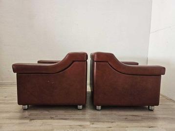 Fauteuil - Cuir - Paire de fauteuils beschikbaar voor biedingen
