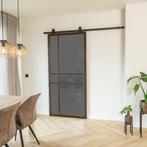 Stalen Schuifdeur 6 Vlaks Brons Rook glas Luxe design, 75 tot 150 cm, Nieuw, 150 tot 225 cm, Metaal