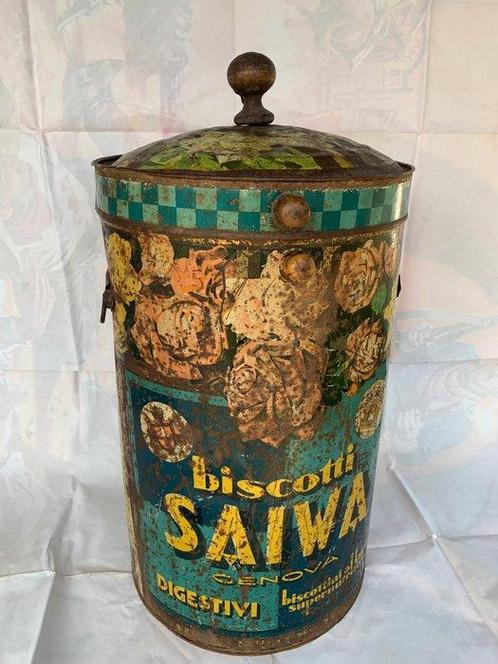 Saiwa bidone - Enseigne publicitaire - Étain, Antiek en Kunst, Antiek | Wandborden en Tegels