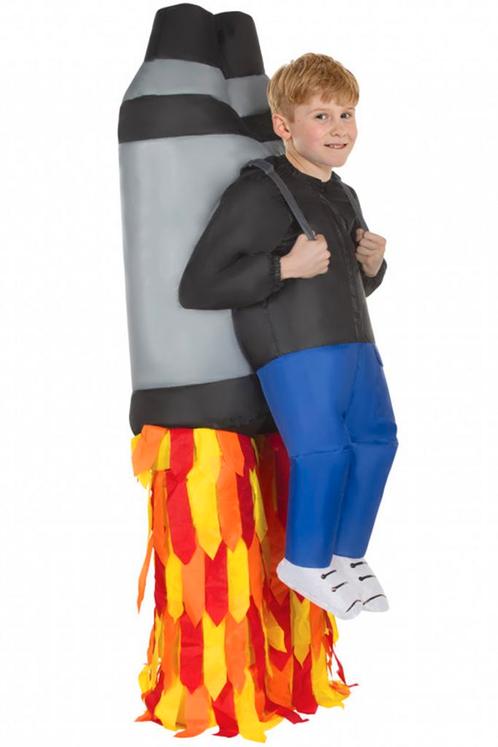 KIMU® Opblaas Kostuum Kinderen Raket 122 128 134 140 146 152, Kinderen en Baby's, Carnavalskleding en Verkleedspullen, Nieuw, Ophalen of Verzenden
