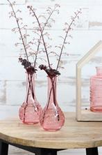 Gekleurd glazen flesje paris soft roze ø7,5 cm h15,8 per, Hobby en Vrije tijd, Nieuw