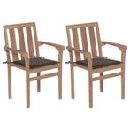 vidaXL Chaises de jardin 2 pcs avec coussins taupe Bois, Neuf, Verzenden