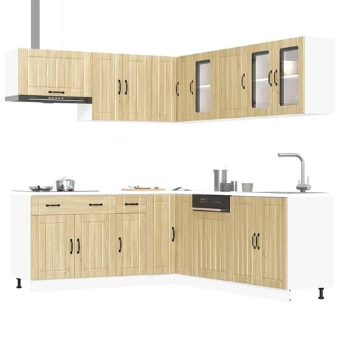 vidaXL 11-delige Keukenkastenset Lucca bewerkt hout sonoma, Huis en Inrichting, Kasten | Overige, Nieuw, Verzenden
