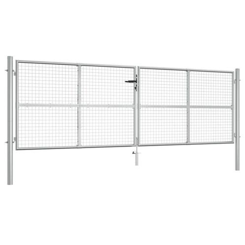 vidaXL Tuinpoort gegalvaniseerd staal 415x125 cm zilver, Tuin en Terras, Tuinpoorten, Nieuw, Verzenden