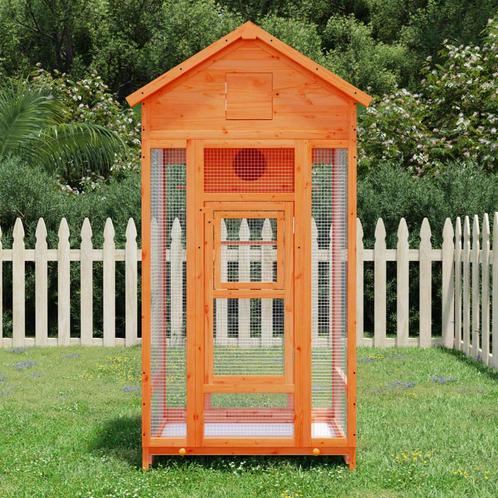 vidaXL Volière 91,5x53x170 cm massief grenenhout bruin, Dieren en Toebehoren, Vogels | Toebehoren, Nieuw, Verzenden