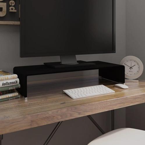 vidaXL Tv-meubel/monitorverhoger zwart 70x30x13 cm glas, Maison & Meubles, Armoires | Mobilier de télévision, Envoi