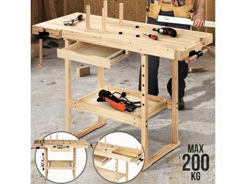 Veiling - Houten werkbank / Hobbytafel - 127 x 57,5 x 82,5 c, Doe-het-zelf en Bouw, Werkbanken, Nieuw
