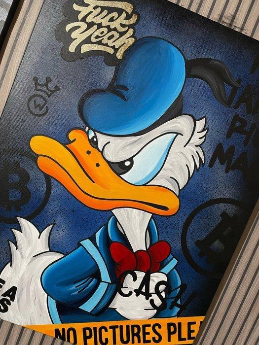 Xavier Van Walsem (1980) - Donald duck Bitcoin Goldleaf, Antiek en Kunst, Kunst | Schilderijen | Modern