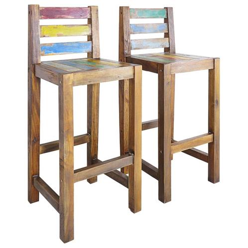 vidaXL Tabourets de bar lot de 2 bois massif de, Maison & Meubles, Tabourets de bar, Neuf, Envoi