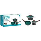 Elegante 5-delige Gietaluminium Anti-aanbak Pannenset Met, Huis en Inrichting, Ophalen of Verzenden, Nieuw