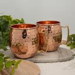 Puur koperen set van 2 bierpullen/mokken ± 400 ml gehamerd, Ophalen of Verzenden, Nieuw