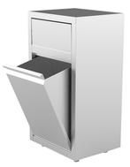 Afvalbak | RVS (Geborsteld) | 50L | Duwdeksel + Kanteldeur, Verzenden, Nieuw in verpakking