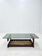 Salontafel - Glas, Hout, Rattan - Braziliaanse rozenhout