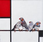 Jos Verheugen - Free after Mondrian, with Zebra Finches, Antiek en Kunst, Kunst | Schilderijen | Modern
