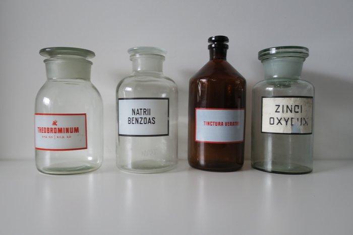 Fles - Glas - farmaceutisch laboratorium, Antiek en Kunst, Antiek | Wandborden en Tegels
