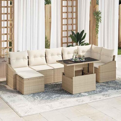 vidaXL Tuinbank Set met kussen 8 pcs beige en crèmekleurig, Tuin en Terras, Tuinsets en Loungesets, Nieuw, Verzenden