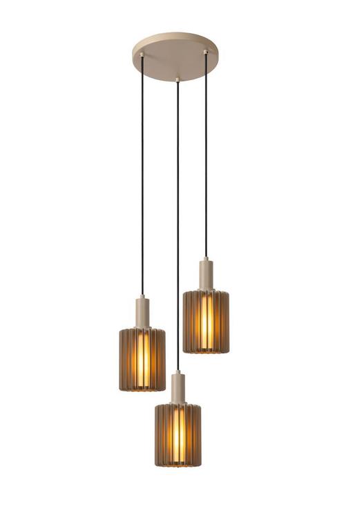 Hanglamp Lucide LAMBRES -  - 3xE27 - Taupe, Huis en Inrichting, Lampen | Hanglampen, Nieuw, Verzenden
