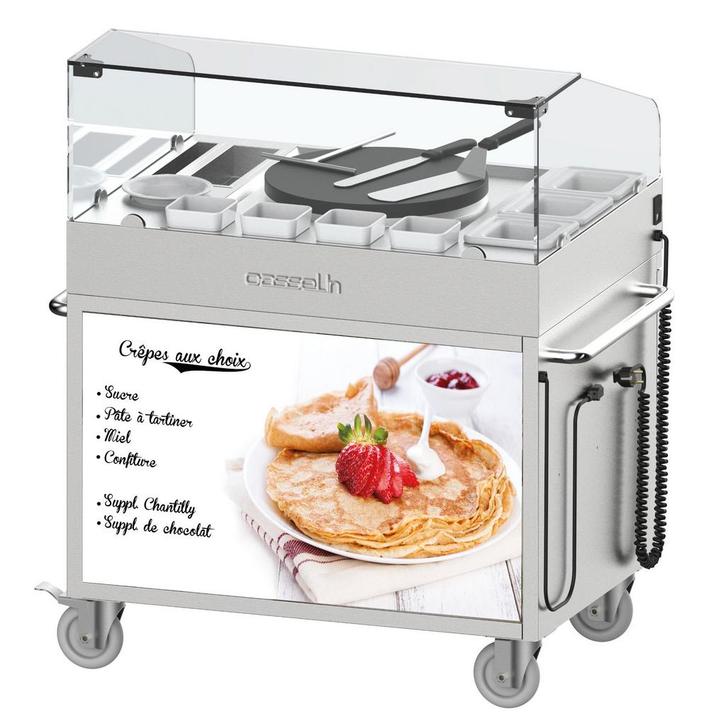 Crêpe-Trolley | RVS | 1 Bakplaat (Ø400mm) | 2.7kW |, Articles professionnels, Horeca | Équipement de cuisine, Envoi